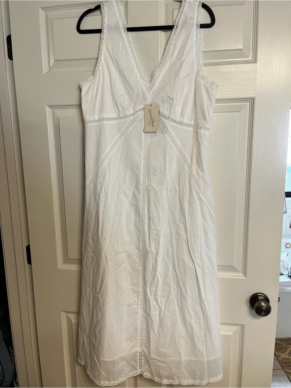 Universal Thread White Lace-Trim Cotton Fully Lined Slip Dress